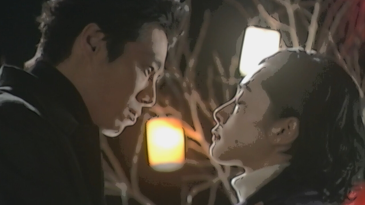 恋ノチカラ第５話、キスの練習をする貫井（堤真一）と本宮籐子（深津絵里）