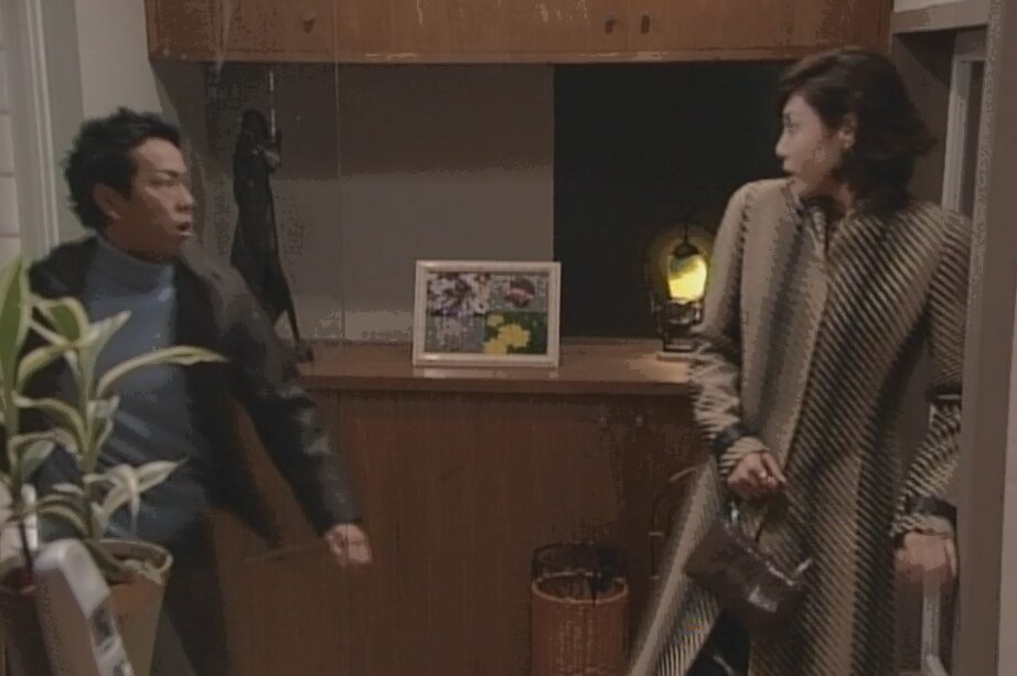 ドラマ「やまとなでしこ」第6話、佐久間の家まで追いかけてきた東十条 司(東幹久)に驚く神野 桜子(松嶋菜々子)