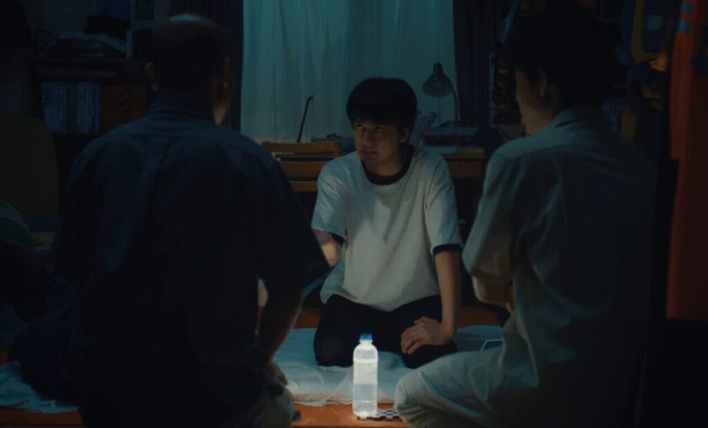 ドラマ「ちょっとだけエスパー」第４話、文太（大泉洋）と半蔵（宇野祥平）に弟子入りさせてほしいと言っている市松（北村匠海）