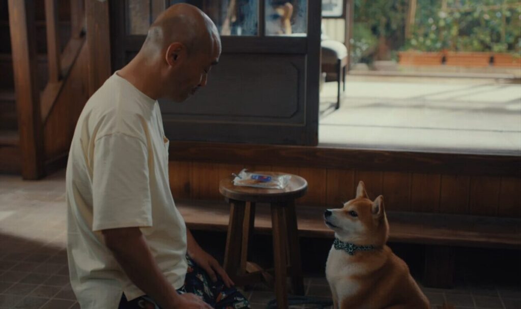 ドラマ「ちょっとだけエスパー」第３話、半蔵（宇野祥平）と半蔵の飼い犬、柴犬の佐助